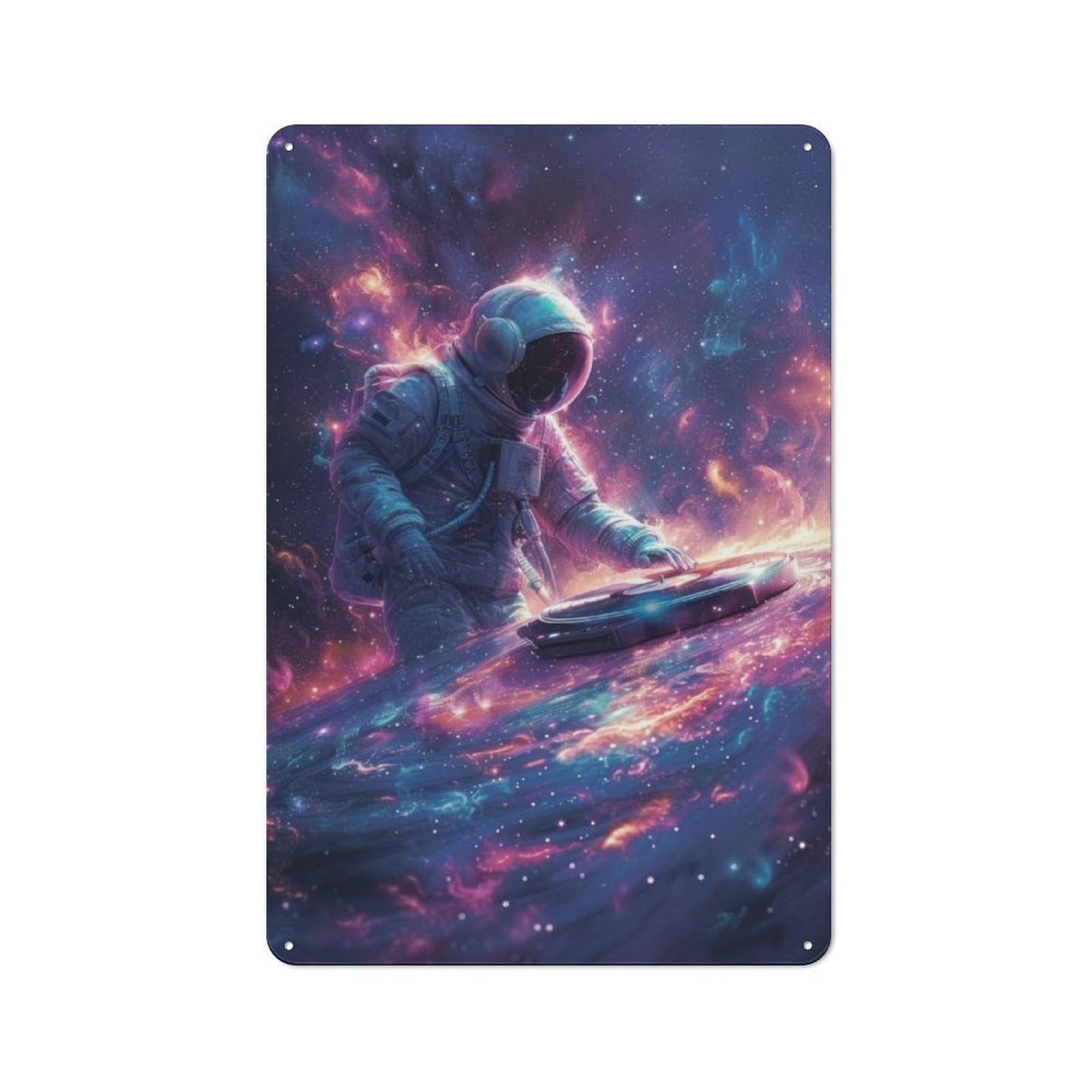 Junmoney Astronaut Space Dj Retro Vintage Tin Sign 30X20cm, Retro Room Decor For Lounge, Study, Pub Or Wall Gallery
