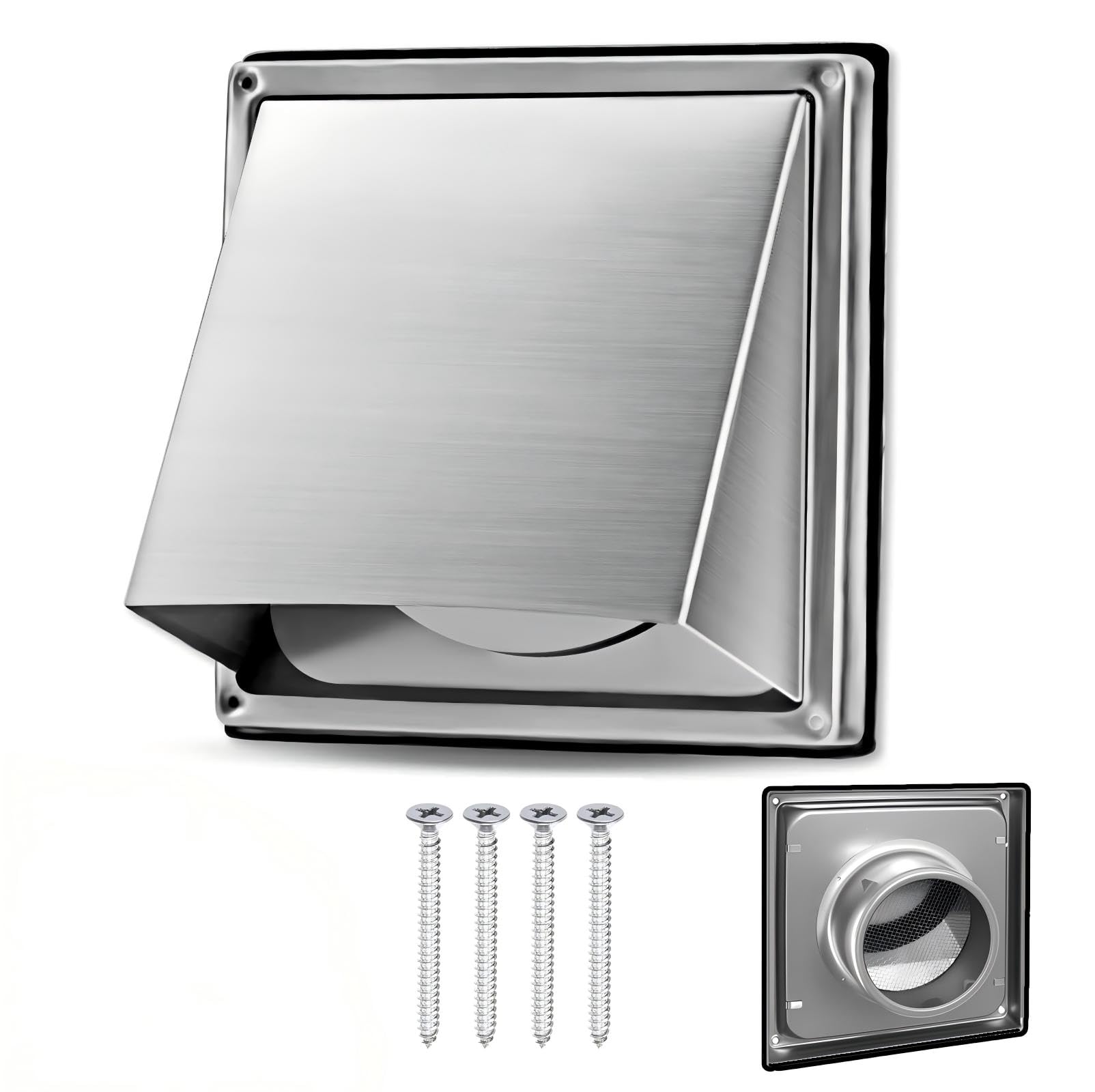 rejilla de ventilación de acero inoxidable de Φ150 mm, con red a prueba de insectos, rejilla de ventilación de conducto circular adecuada para conductos del sistema de ventilación mecánica
