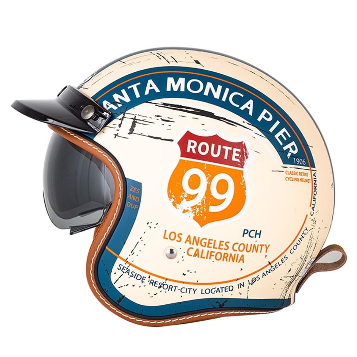 Casque jet moto EBAYIN anti-courants d'air avec visière intégrée pour scooter