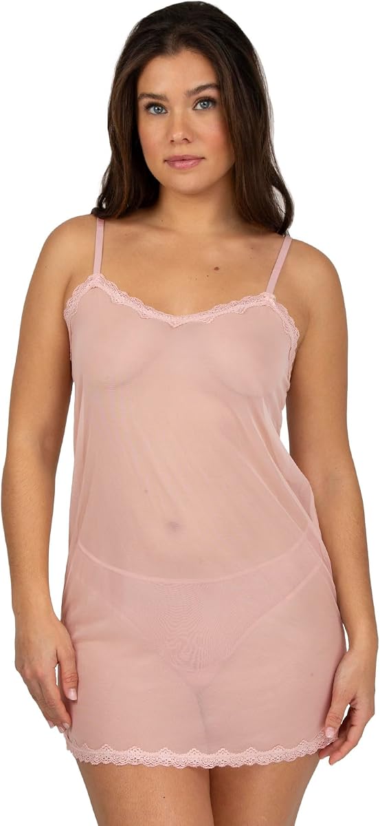 Smart & Sexy Women's Sheer Lace and Mesh Chemise Lingerie