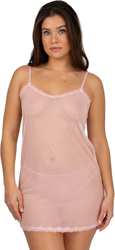 Smart & Sexy Women's Sheer Lace and Mesh Chemise Lingerie