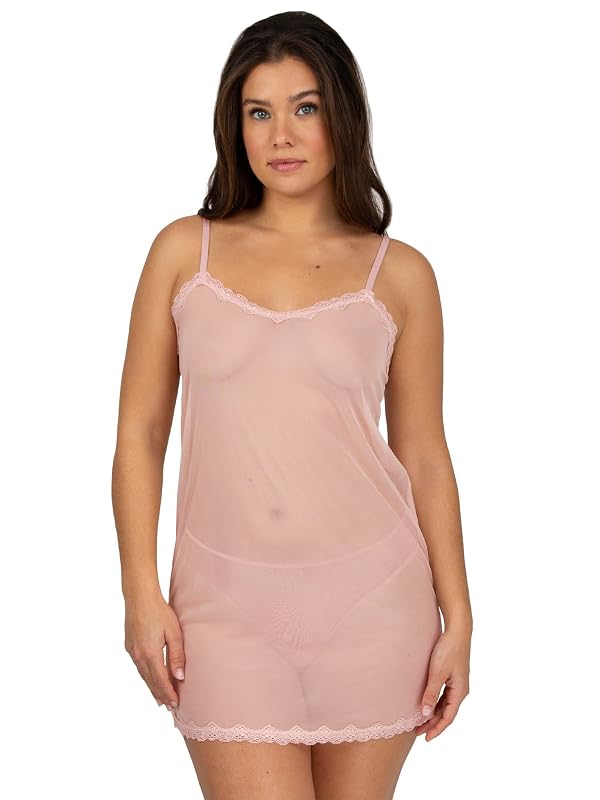 Smart & Sexy Women's Sheer Lace and Mesh Chemise Lingerie Blushing Rose XXL by Smart & Sexy - Used condition - US$17.74