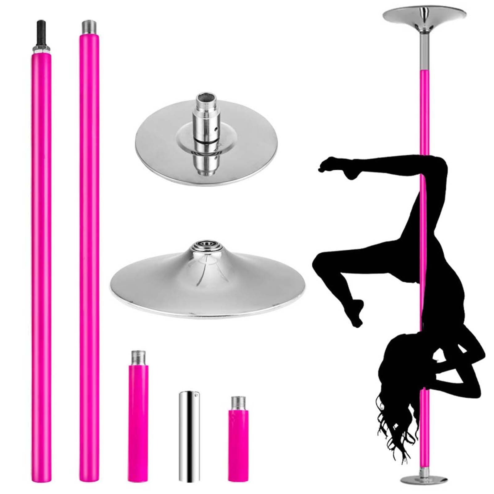 Barre de pole dance silicone rose à haute adhérence avec modes rotatif et statique