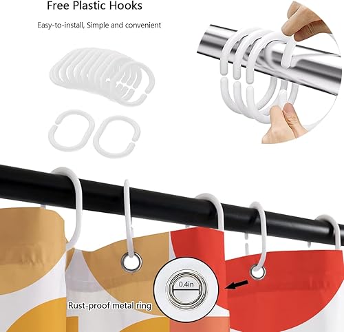 Miniatura 3 de zokyer Cortina de ducha para niños, colorida, arcoíris, retro, divertida, geométrica, linda, adolescente, brillante, lunares, abstracto, niña,