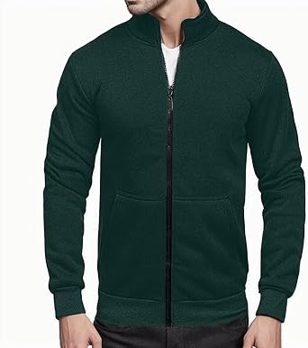 Alalaso Men Cardigan Sweatshirt Hoodless Zip Up Jacket High Neck Lightweight Sueter Para Hombres Fall Shirt