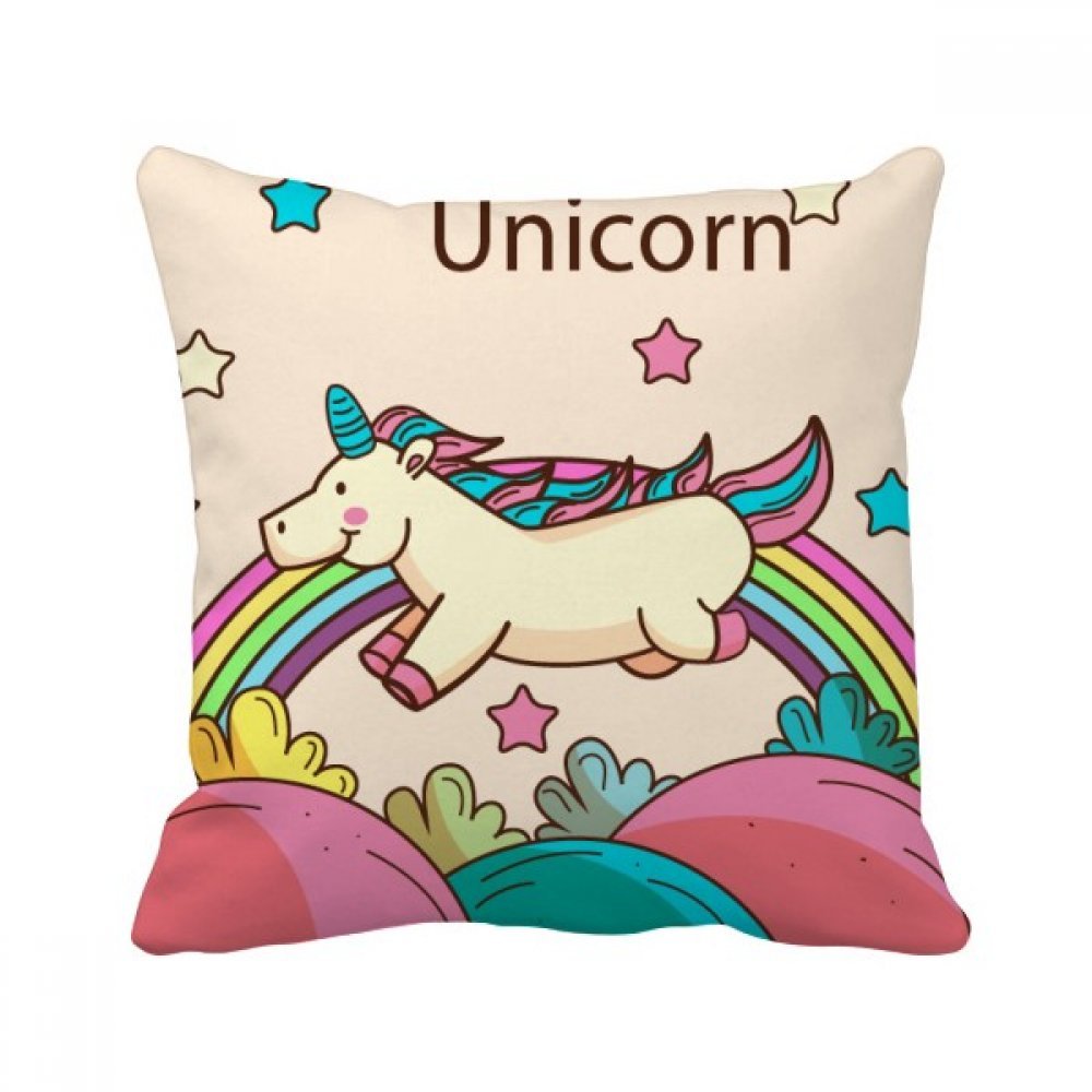 Oreiller Licorne avec insert 40x40 cm au motif Rainbow Stars coloré