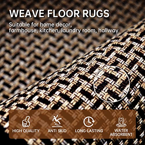 Kitchen Rugs and Mats Non Skid Washable Set of 2 PCS, Absorbent Runner Rugs for Kitchen, Front of Sink, Kitchen Mats for Floor, 17.3"x 47"+17.3"x 29" (Black) - Image 4