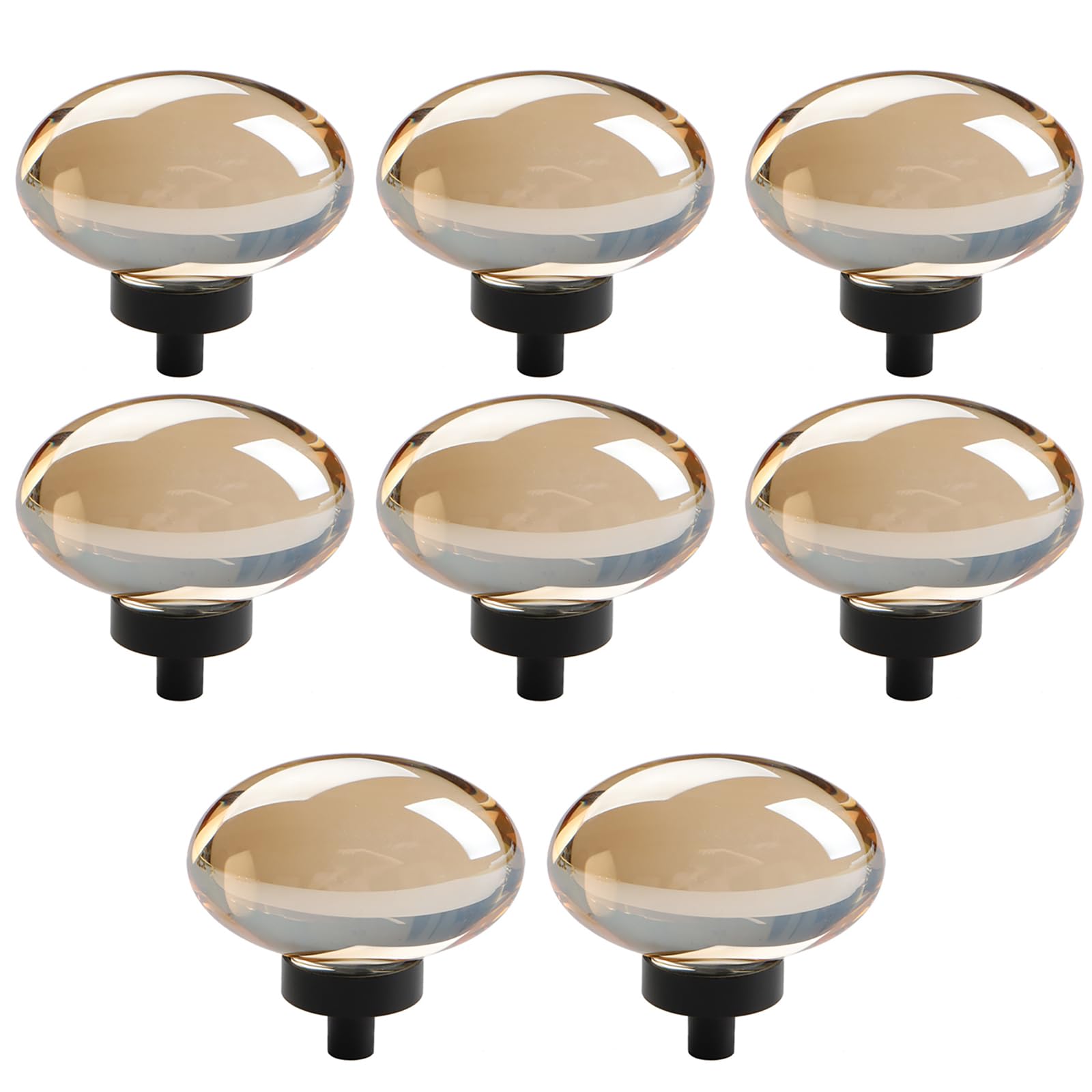 TopHomer Decorative Clear Round Crystal Knobs, 8pcs 45mm Artificial Crystal Cabinet Exterior Knobs, Glass Door Handles, Round Furniture Knobs for Cabinet, Glass, Sliding Door, Drawer, Clear Crystal
