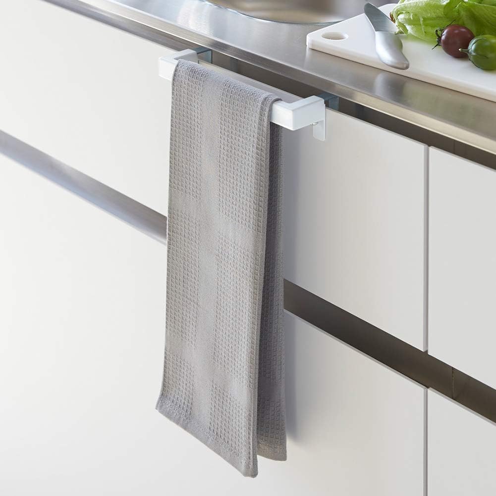 Yamazaki 2853 Kitchen Towel Hanger Bar, White, Approx. W 7.5 x D 2.4-2.8 x H 1.6 inches (19 x 6-7 x 4 cm), Tower Towel Rack