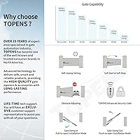 Vista 3 de TOPENS AT6131 Single Swing Gate Opener Medium Duty Automatic Gate Motor for Single Swing Gates Up to 18ft, Electric Driveway Gate Operator AC