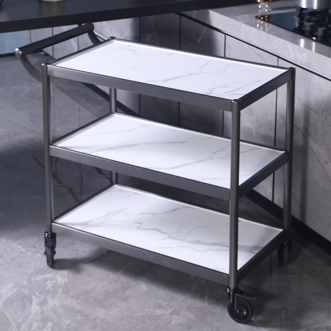 JYBNBBE 2 & 3 Tier Stainless Steel Rolling Tool Cart with 4 Lockable Silent Wheels Utility Cart for Garage Workshop Warehouse Home Office HeavyDuty Mobile Storage Solution,G