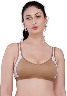 KGN RETINA Sports Bra Full Coverage Non-Padded Everyday Bra for Women | Style-777B-Cream Price In India