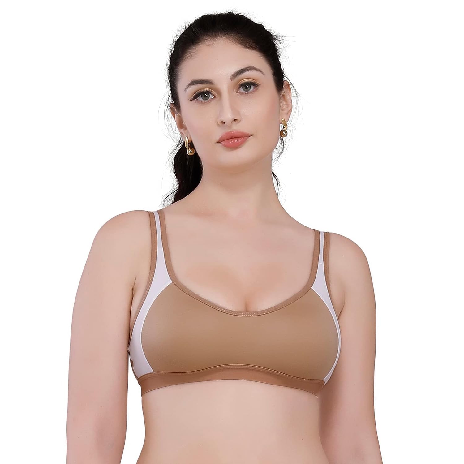KGN RETINA Sports Bra Full Coverage Non-Padded Everyday Bra for Women | Style-777B-Cream