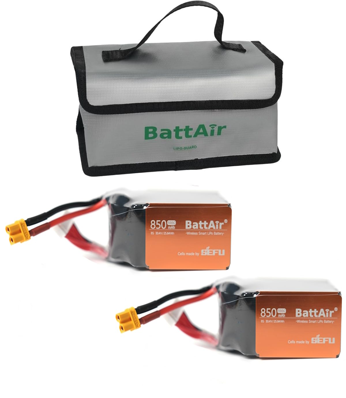 ISDT 30.4V Smart Lipo Akkus 8S 850mAh 100C BattAir Rc Auto Batterie mit XT-60 Stecker Hobby Akkus mit Lipo-Tasche für RC Flugzeug Hubschrauber Plane Boot 1:10,Per Mobiltelefon Bedienbar(2 Packs)