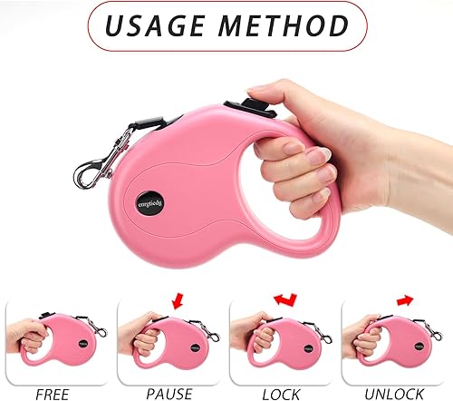 Miniatura 5 de Correa retráctil para perro de 16 pies, correa ligera para perros pequeños a medianos de hasta 50 libras, cinta de nailon resistente de resorte de