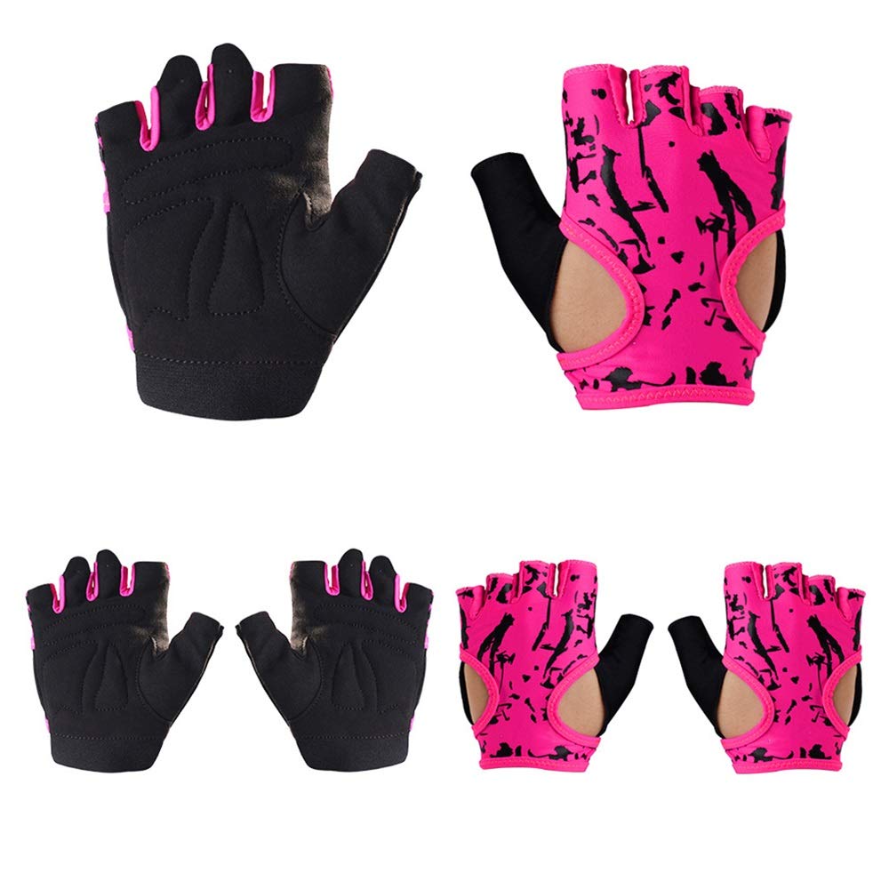 Guanti Antiscivolo per la Palestra Guanti da Palestra, Guanti da Cross Training, Guanti da Sollevamento Pesi Senza Dita(Pink,M/L)