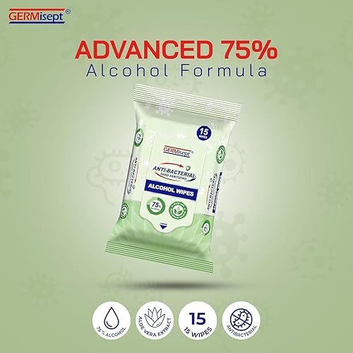 Miniatura 2 de Germisept Toallitas desinfectantes de manos avanzadas con alcohol al 75% aptas para bolsillo (15 unidades x 36 paquetes  540 toallitas) Compra a
