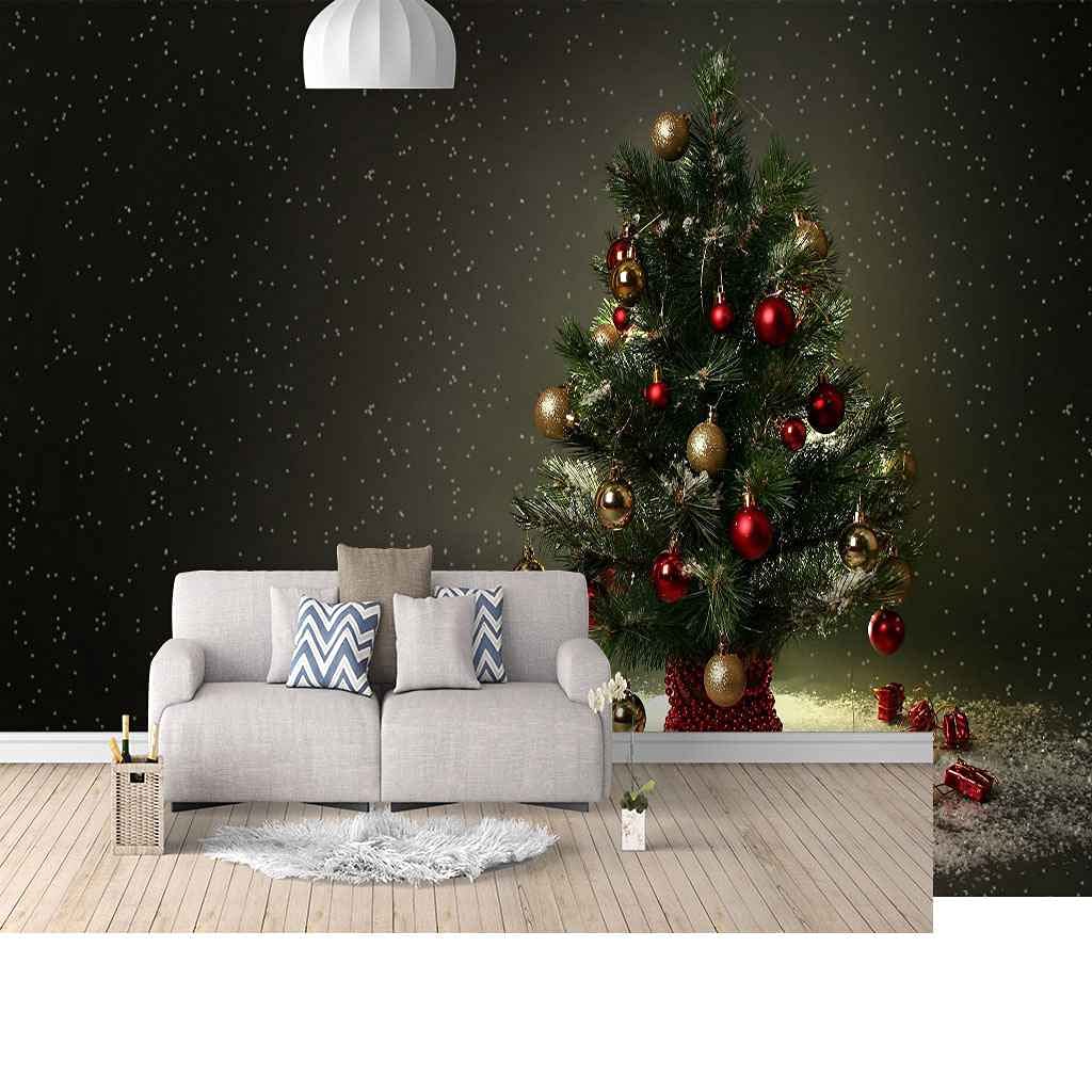 Papier peint panoramique 3D Noël pour grand salon moderne et chaleureux