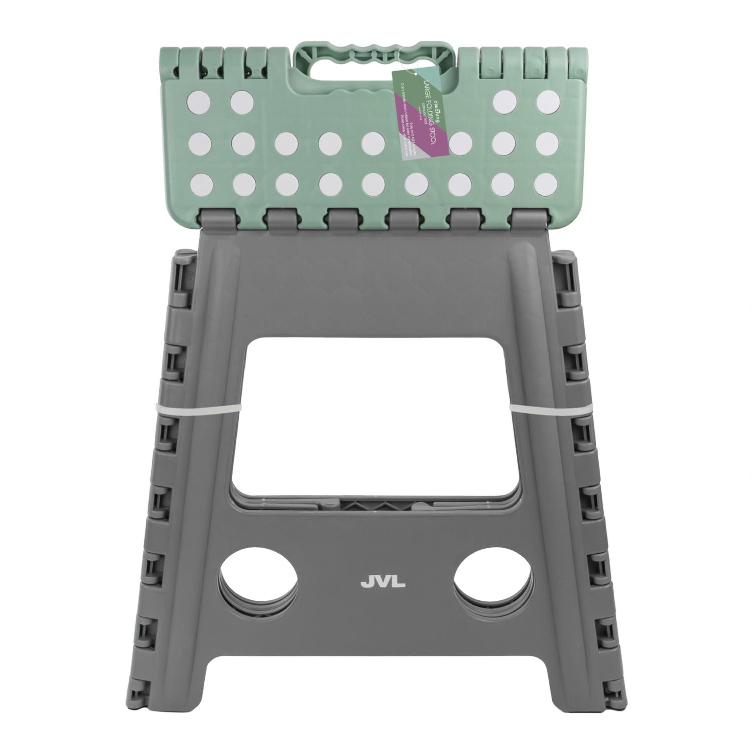 JVL Large Folding Step Stool – Heavy-Duty, Kitchen, Bathroom, Multi-Purpose – Grey