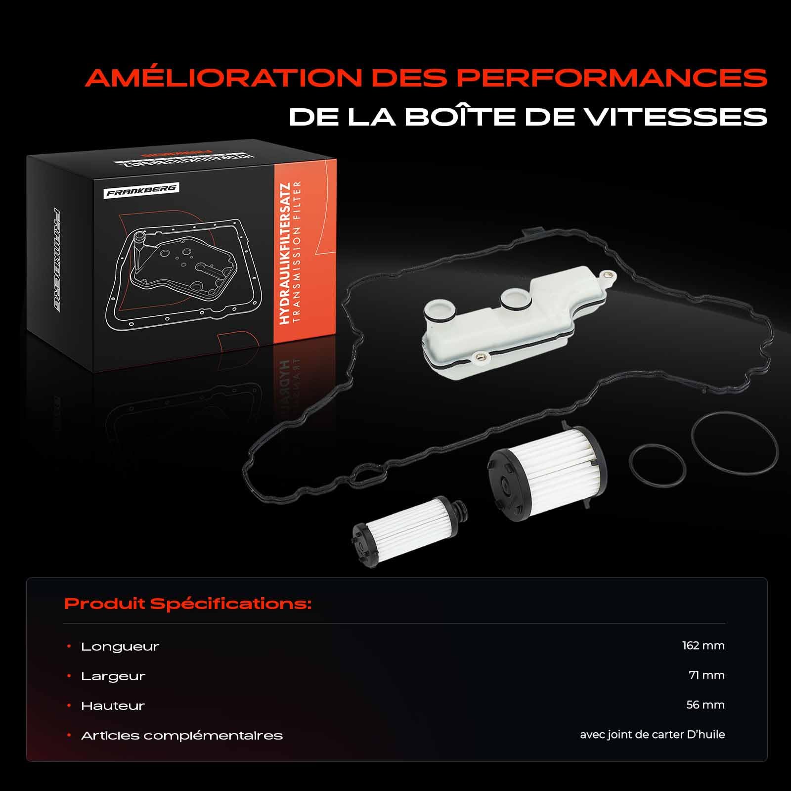 Frankberg Filtre de boîte de vitesses 3x 0CK321371A | Compatible avec: Q5 Sportback FYT, A6 Avant 4A5, A7 Sportback 4KA, A4 Avant 8W5 8 roues motrices, A6 Allroad 4AH