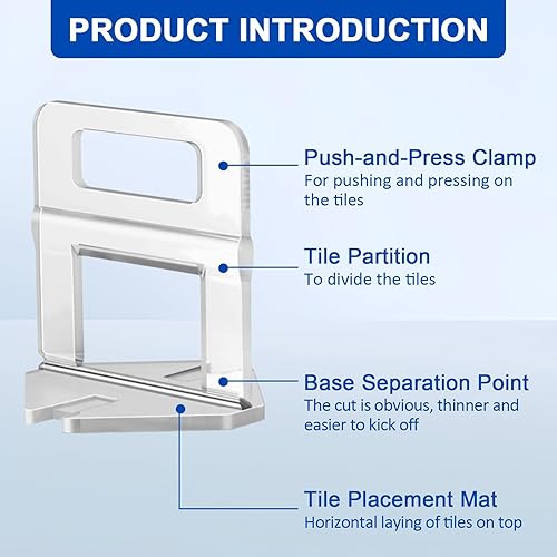 Miniatura 17 de DGSL Clips para sistema de nivelación de azulejos, 500 piezas de espaciadores niveladores de azulejos, sistema de nivelación de azulejos