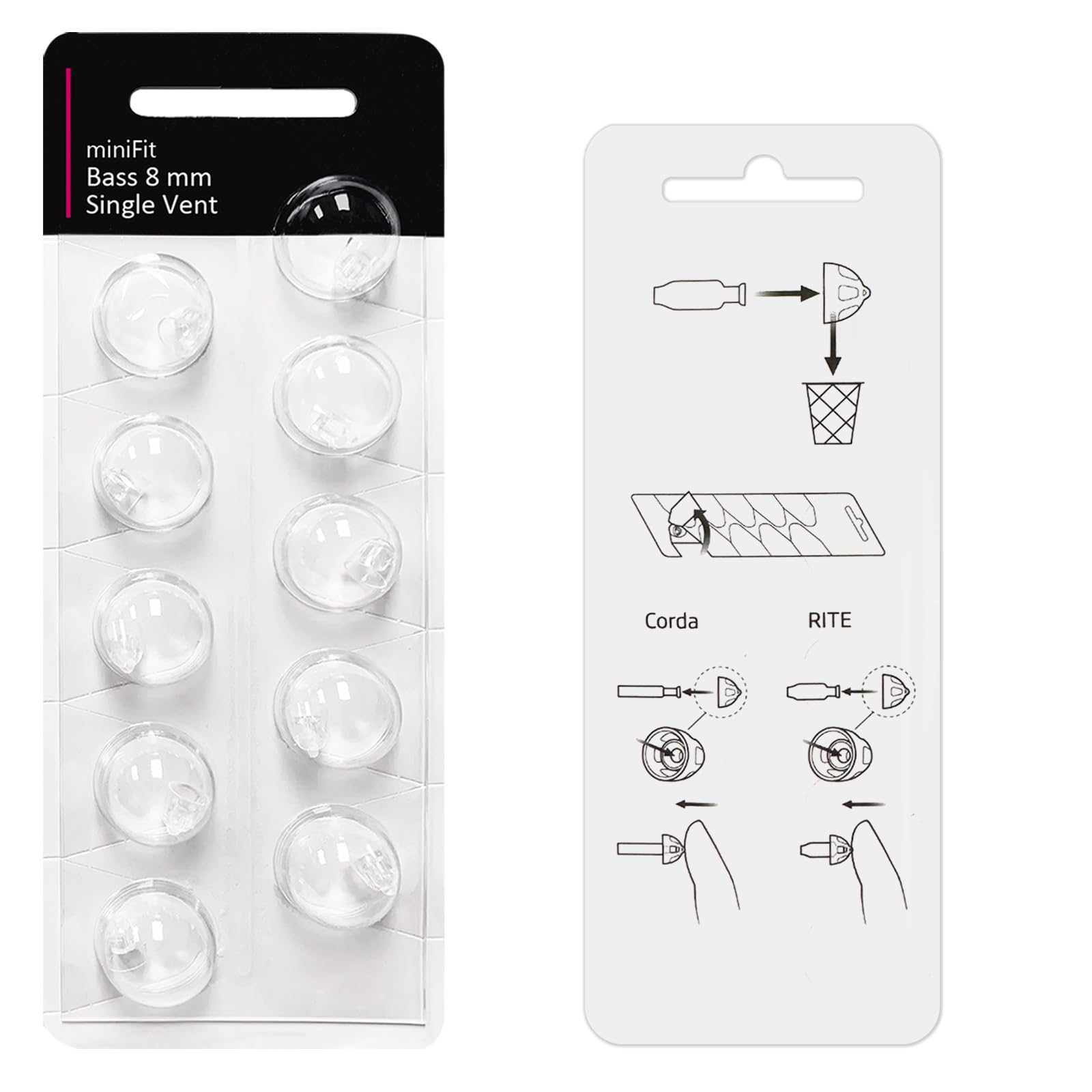 Cupole per apparecchi acustici Oticon Minifit, con presa singola da 8 mm, accessori di ricambio, universali, cupole Oticon per kit di pulizia degli apparecchi acustici (30 pezzi)
