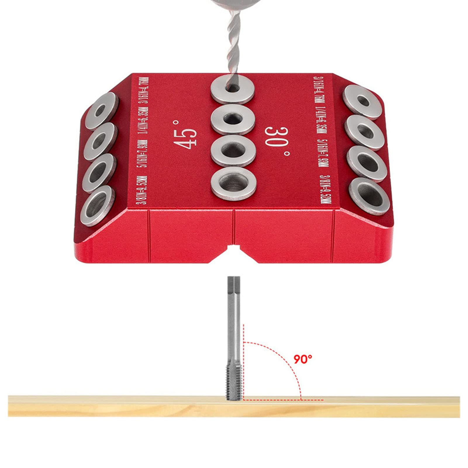 Plantilla Taladro Angulo 30 45 90 Grados Grosor Variable Ajuste Preciso Montaje Barandillas Facil Uso Diseño Ergonomico Ideal para DIY Profesional Amateur