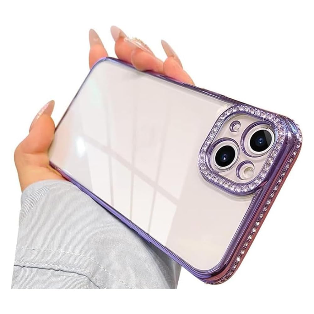 Coque iPhone 15 Pro Max anti-choc pour éviter les rayures avec style strass violet - 6