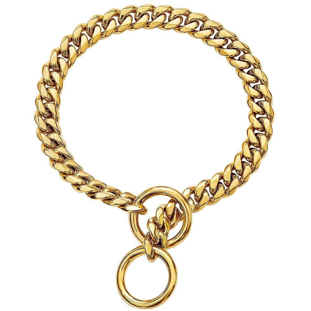 Woofy 4 MM Gold Chain Collar Stainless Steel Links Walking Training Collar for Small, Medium and Large Dogs (B0BRKK466L) Amazon Price History, Amazon Price Tracker