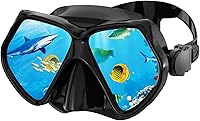 ForShine Adults Scuba Snorkel Mask - 180° Panoramic Tempered Glass, Anti-Fog No Leak Diving Goggles with Nose Cover