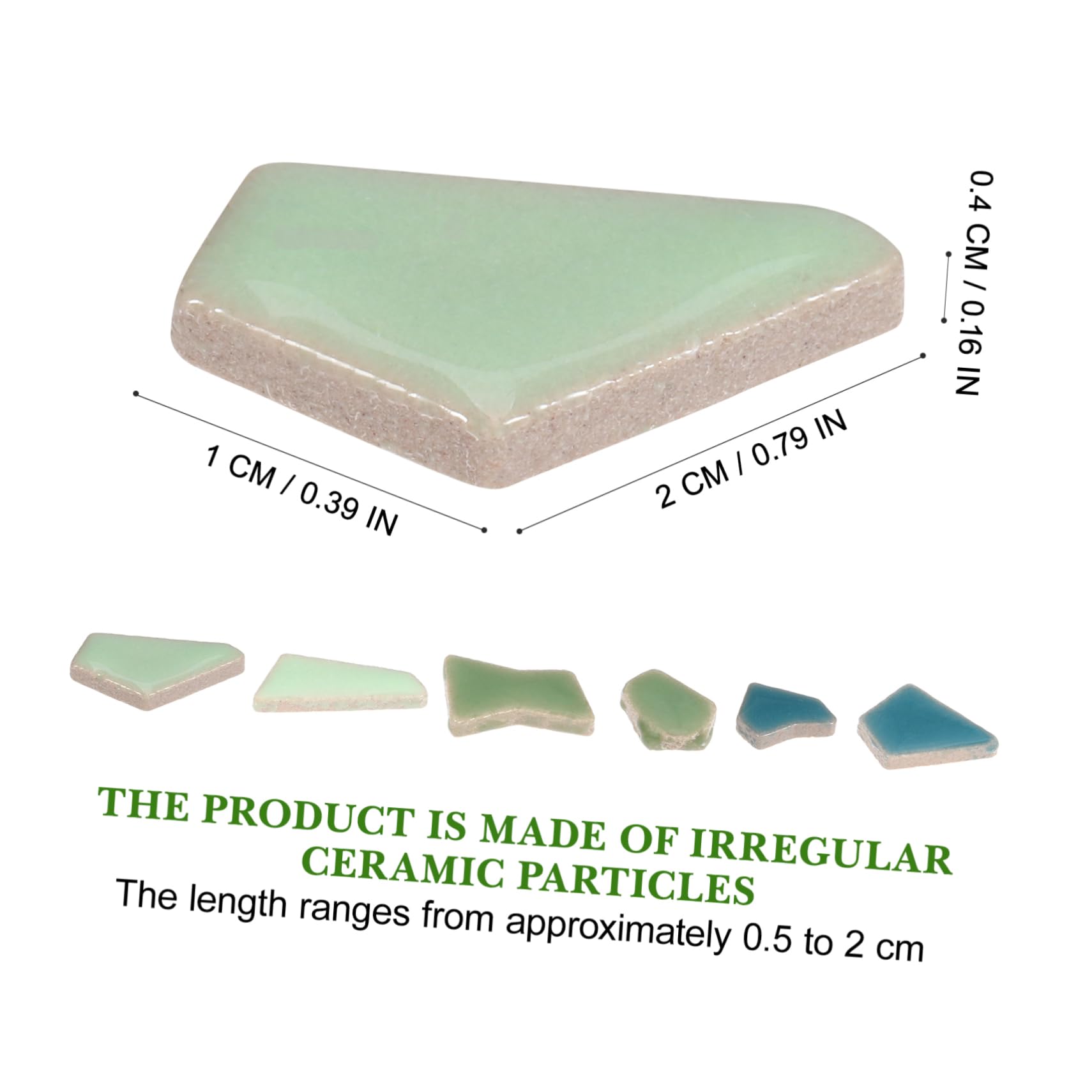 DOITOOL 6 Piezas Teselas de Cerámica Esmaltada para Diy Azulejos Irregulares Duraderos Pequeñas Verde para Manualidades y Decoración