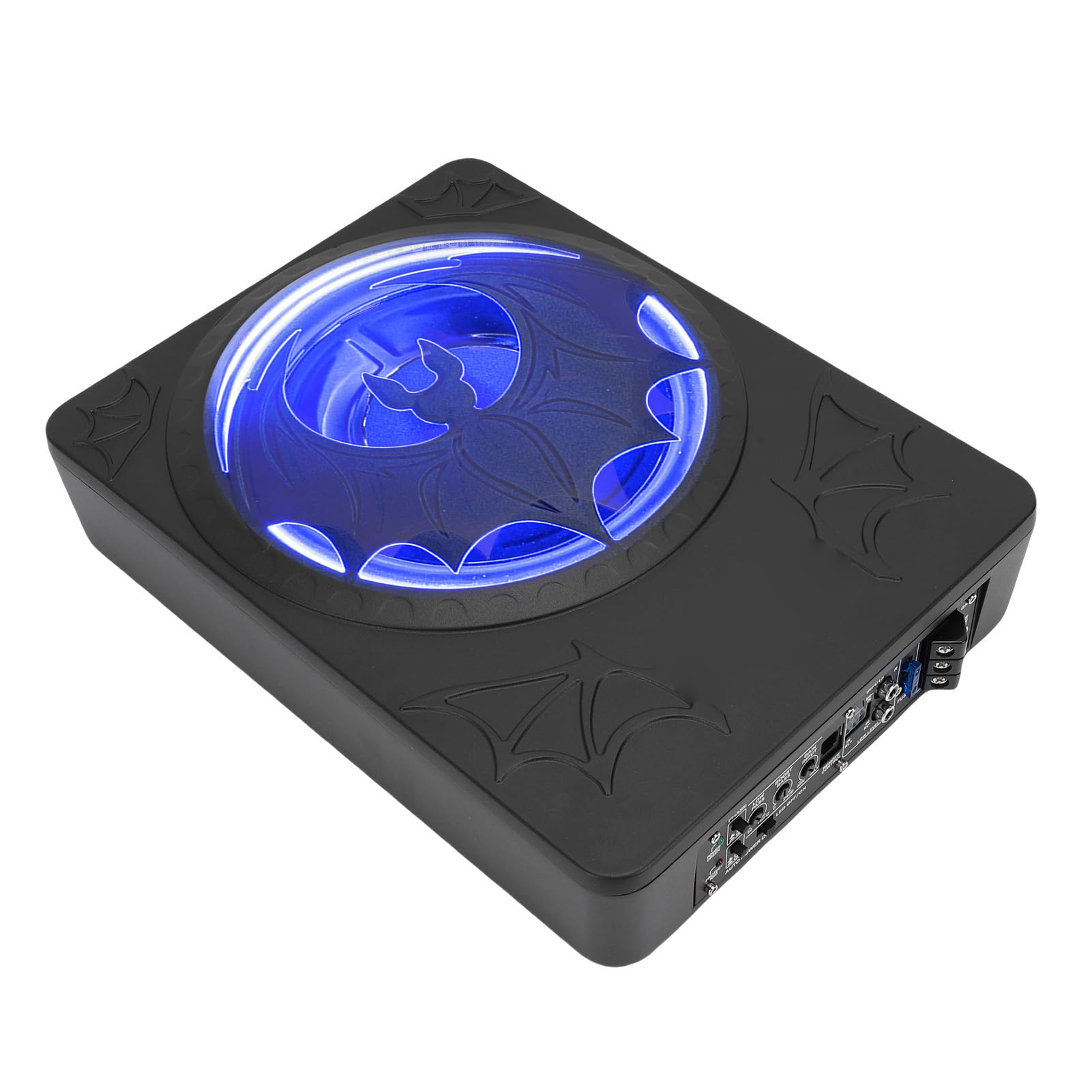 Subwoofer Samochodowy Zasilany Pod Siedzeniem, Aluminiowy Subwoofer o Mocy 1200 W z diodą LED poprawiającą Bas W Samochodach Osobowych, Ciężarowych, SUV-ach (BLUE)