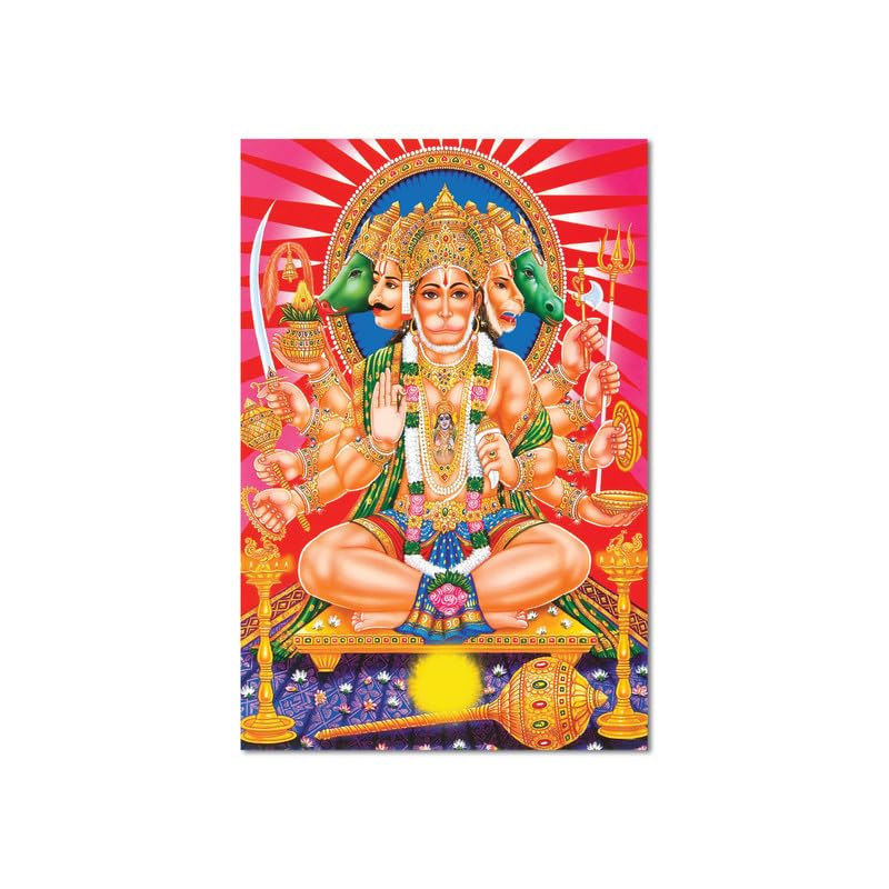 100Yellow® Panch Mukhi Hanuman Printed Poster for Home| Religious God posters for room, Living Room, Posters For Bedroom, Mandir Room Walls| 12×18 inches| Multicolor 100Yellow® Panch Mukhi Hanuman Printed Poster for Home| Religious God posters for room, Living Room, Posters For Bedroom, Mandir Room Walls| 12×18 inches| Multicolor
