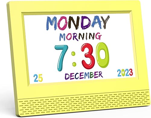 Kids Digital Alarm Clock Colorful, 7" Large LED Time Display Children's Sleep Trainer, Eye-Caring Digital Clock for Girls Boys Bedrooms Bedside, 17