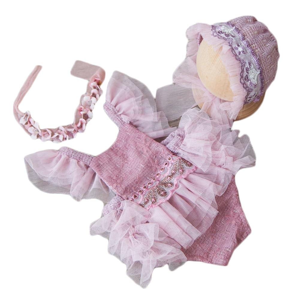 Zeroest Baby Photography Lace Outfits & Props | Newborn Girl Photo Shoot Set with Romper, Headbands | Infant Photoshoot