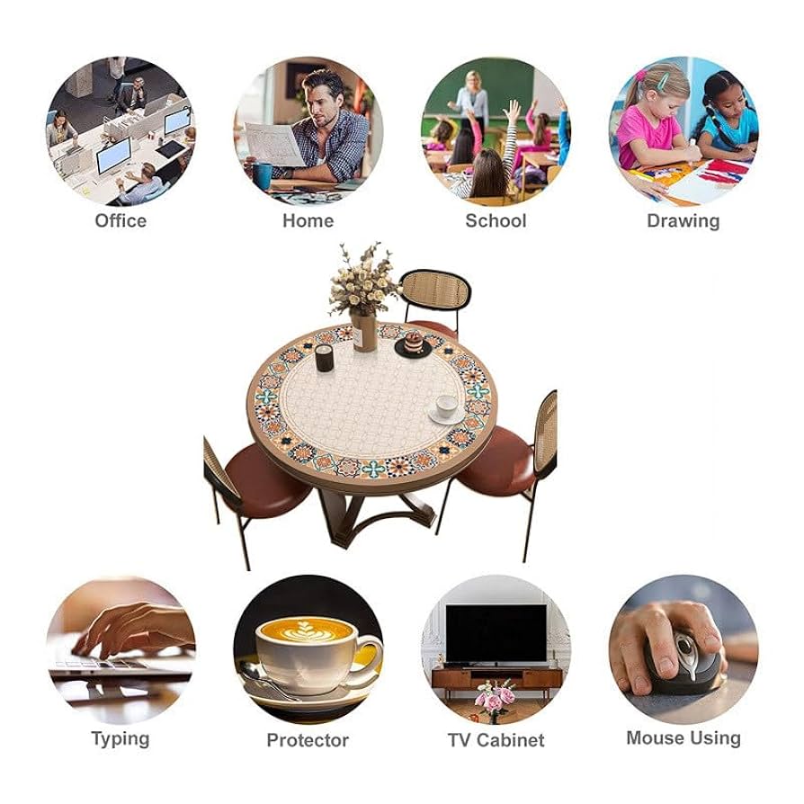 ラウンド型　レザー風テーブル Amazon｜テーブルクロス フェイクレザーラウンド、テーブル