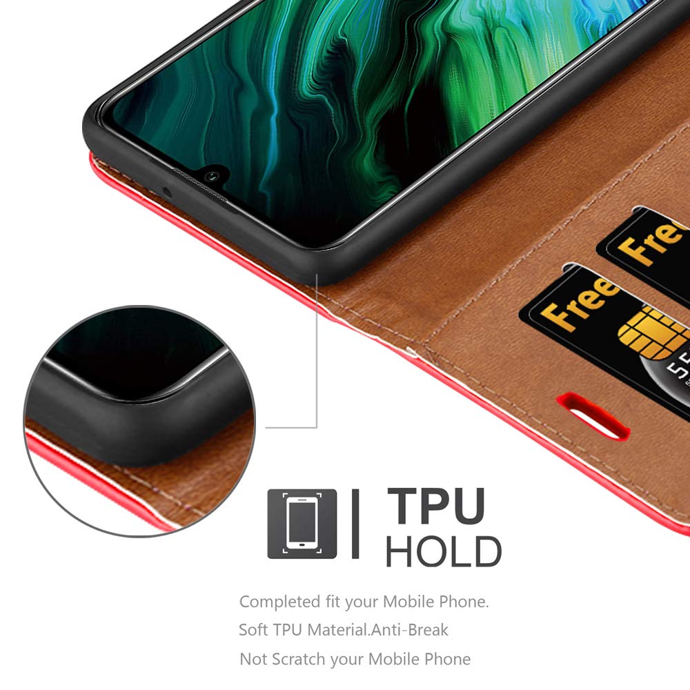 ICatchy Custodia Portafoglio In Pelle Per Huawei Honor 20e – Con Supporto Integrato E Chiusura Magnetica, Rossa - 5