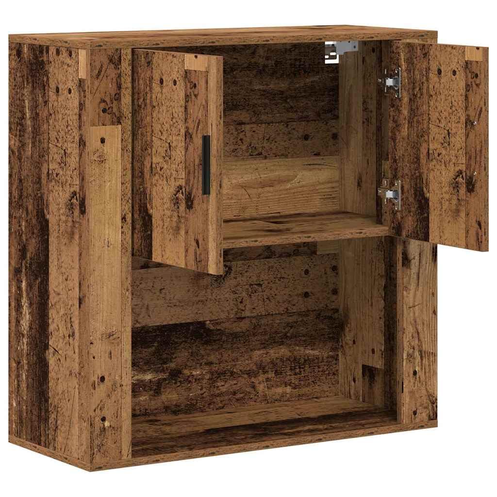 Armadio da parete con scaffale, in legno anticato, 80 x 33 x 80 cm, 2 ante, 2 ripiani, spazio per soggiorno, sala da pranzo, camera da letto, versatile per riporre e organizzare