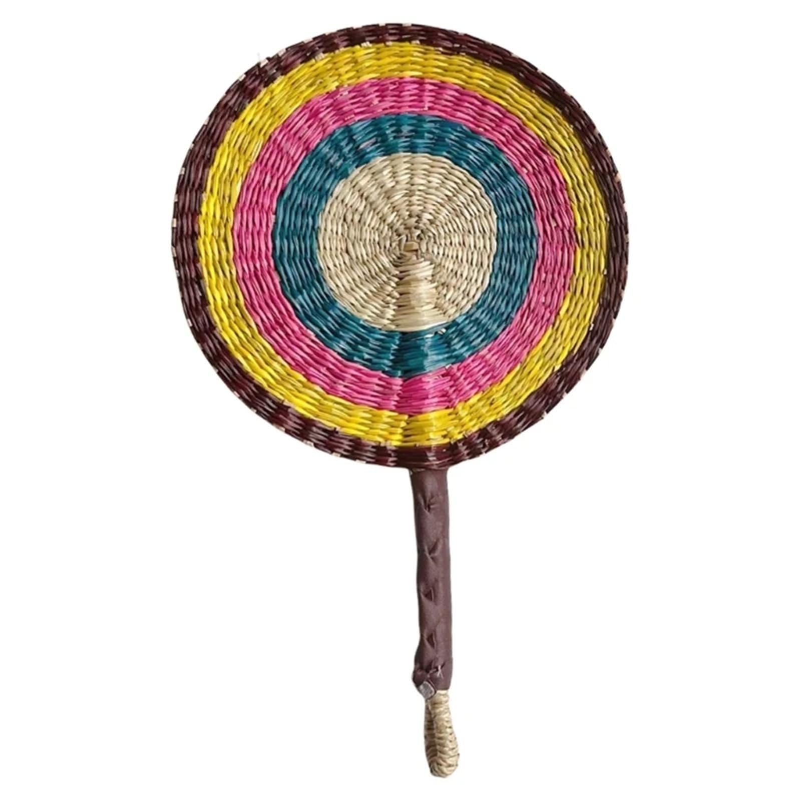 WJLYDM Woven Straw Fan Summer Cooling Grass Handwoven Handmade Hanging Decorations For Bedroom Wedding(Color14)