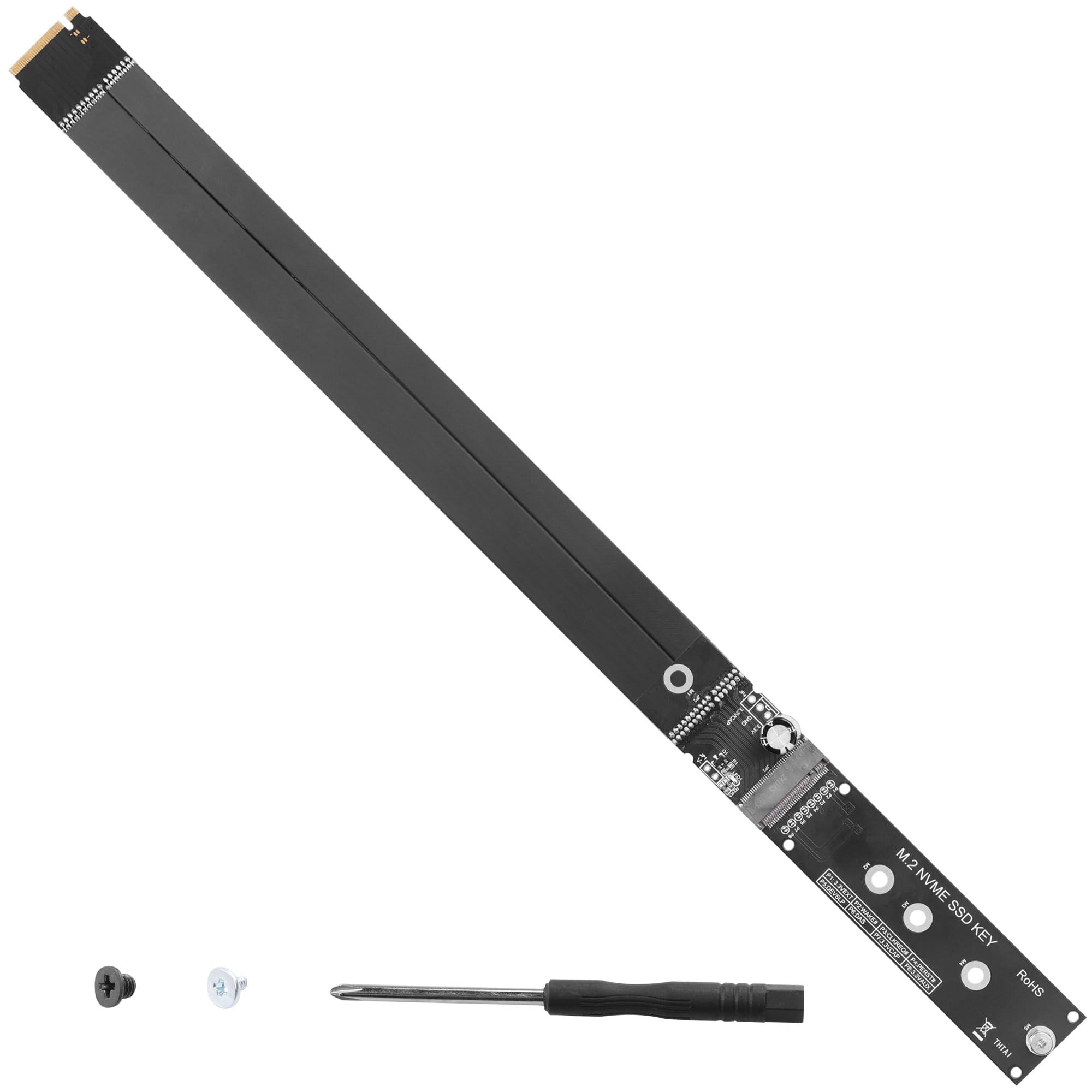 ELFJMZP M.2 NVMe SSD Extension Cable M2 M-Key NVME Male to Female Adapter for Motherboard SSD 2230/2242/2260/2280 NVME Support only (33 cm/13 in)