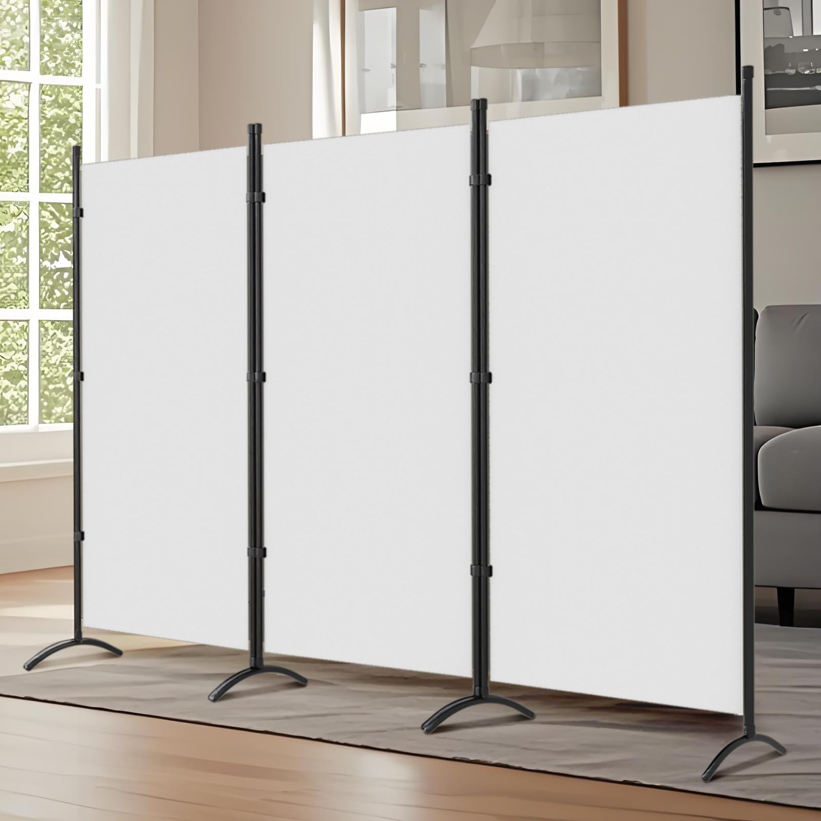 3 Panel Room Divider - 6ft Folding Privacy Screen, Portable Partition Wall for Office, Bedroom & Dining Room Separation，White
