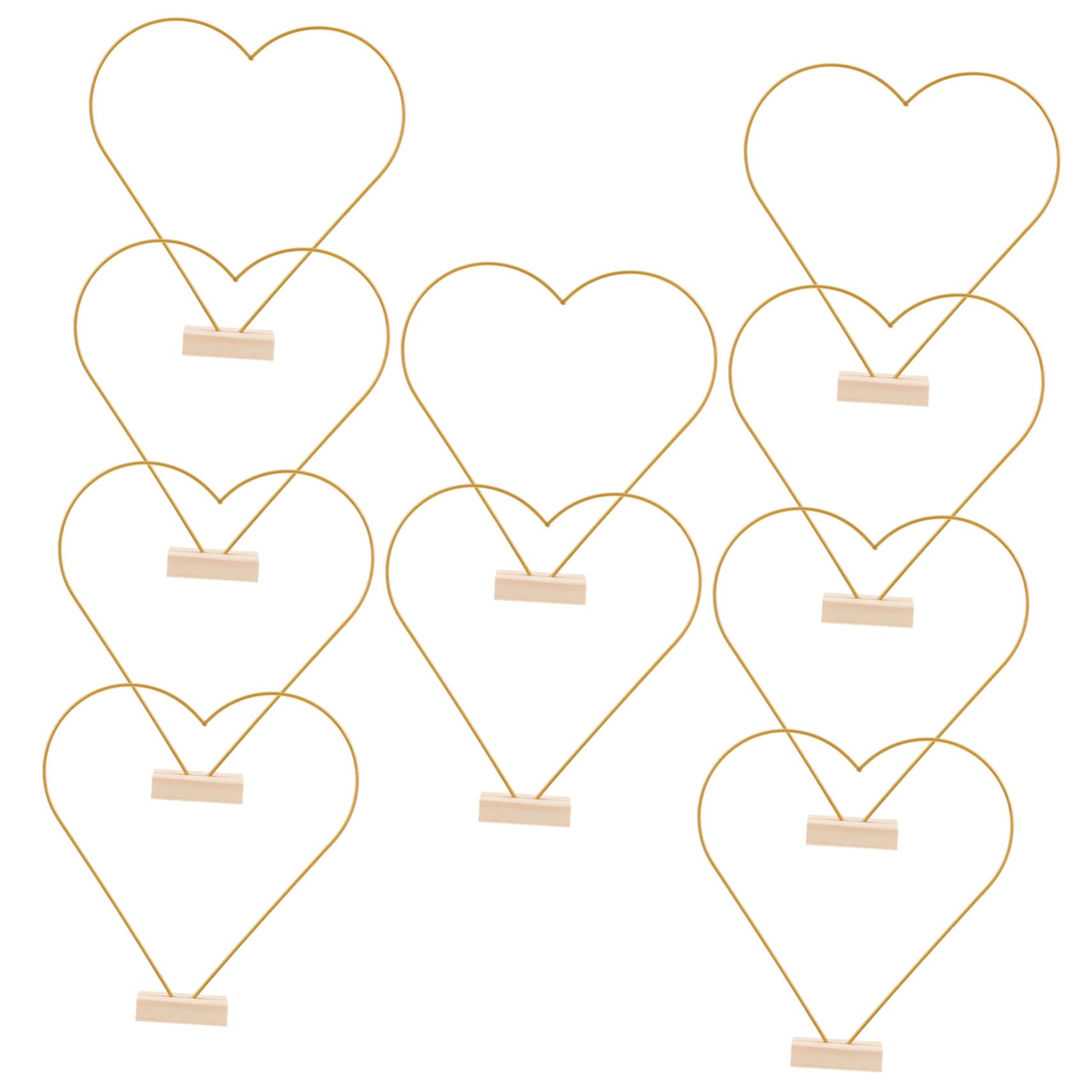 10 Sätze Teiliges Metallblumen Hoop mit Holzsockel Goldfarbener DIY Hochzeits Tischkranz Stabile Eisenringe für Vielseitige Party und Tischdekoration