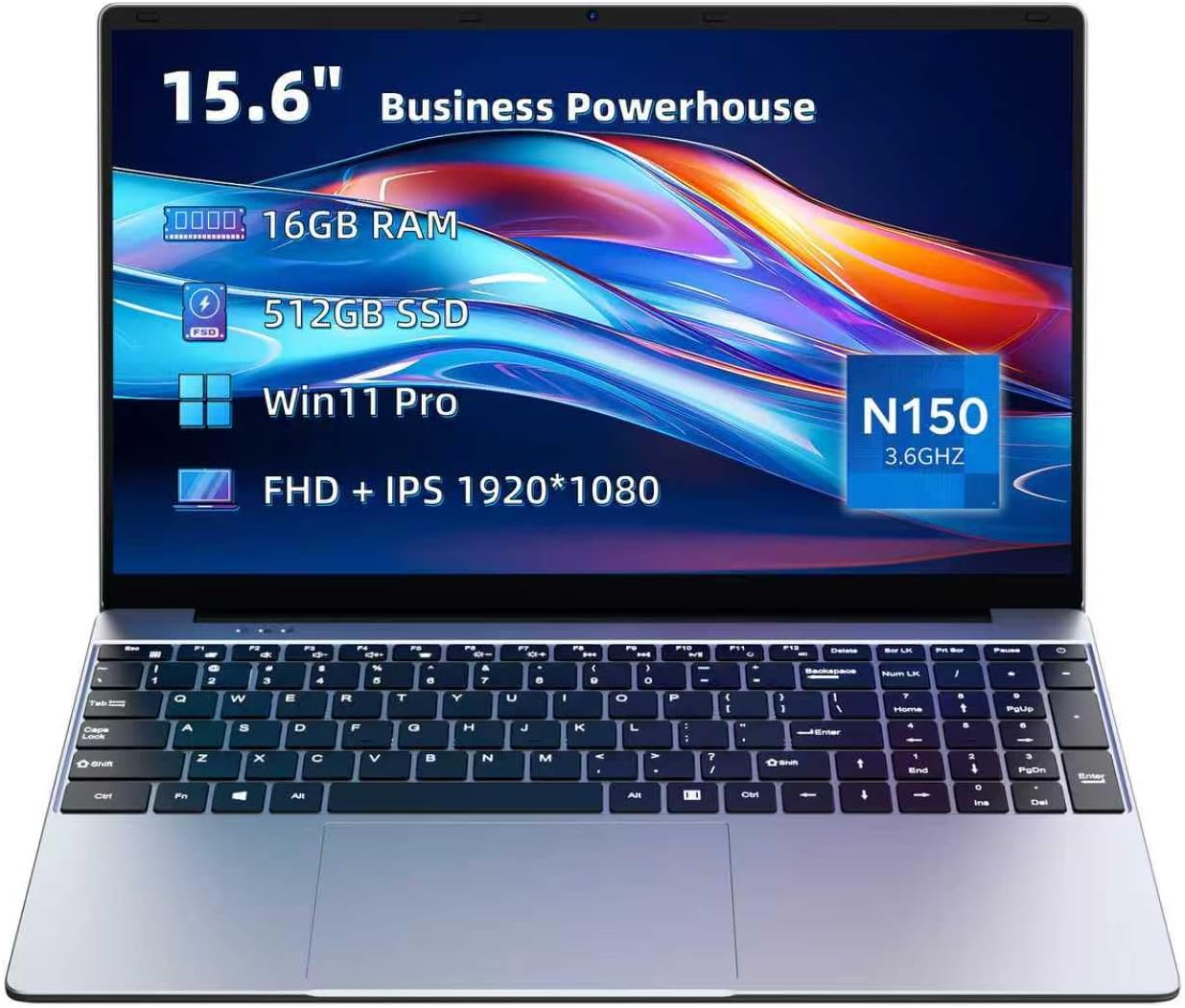 Laptop Computer, 2025 Gaming Laptops, 15.6 Inch Lap Top PC Win 11 Pro, 16GB RAM 512GB SSD, 13th Gen N150 Processor(up to 3.6GHz), Backlit Keyboard