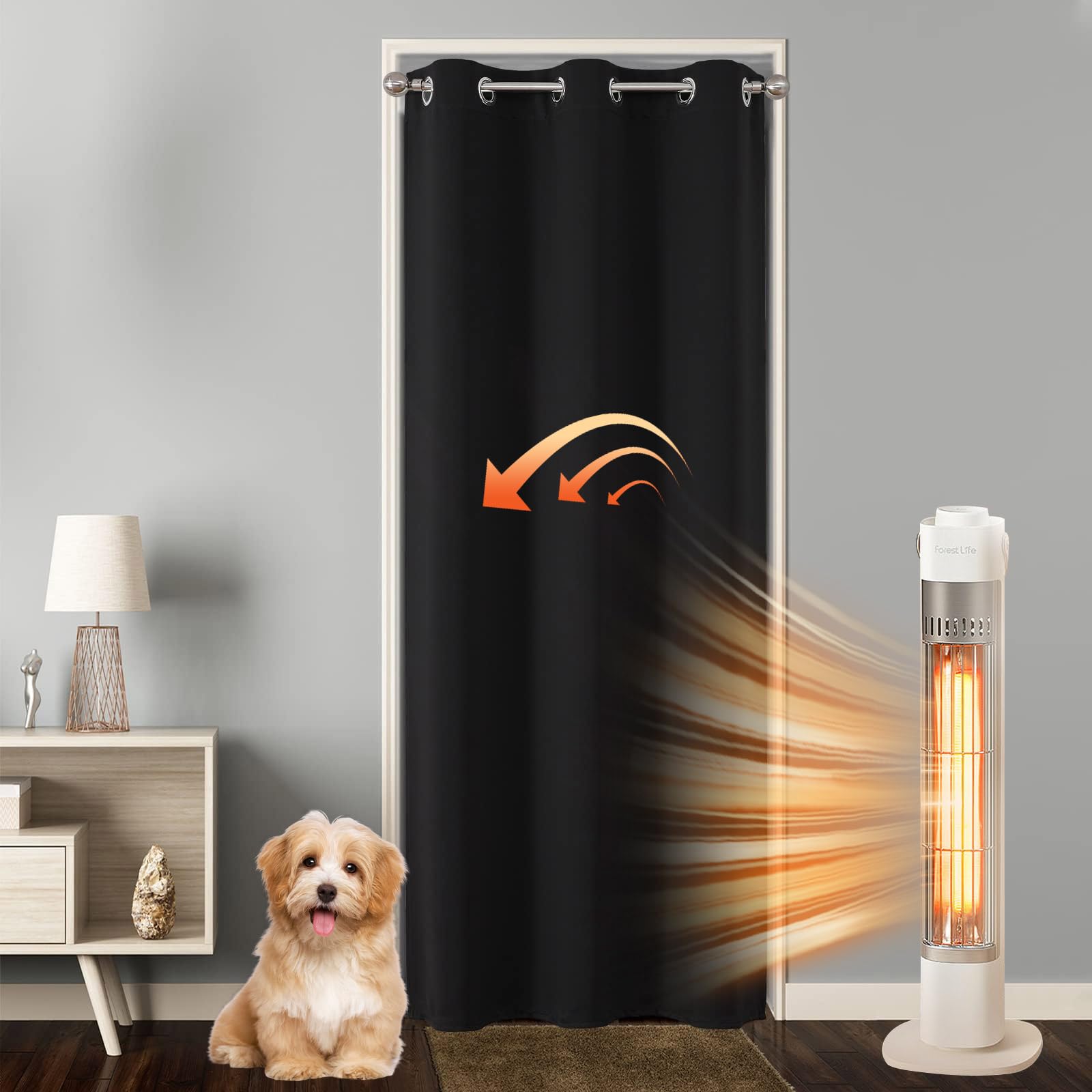 Joydeco Cortina Dormitorio Salon Opaca con Ojales 1 Pieza 132x158 CM, Cortina Ventana Termica Aislante Frio y Calor, Blackout Curtain Decorativa para Cocina Vestidor Armario, Negro OEKO-TEX STANDARD 100