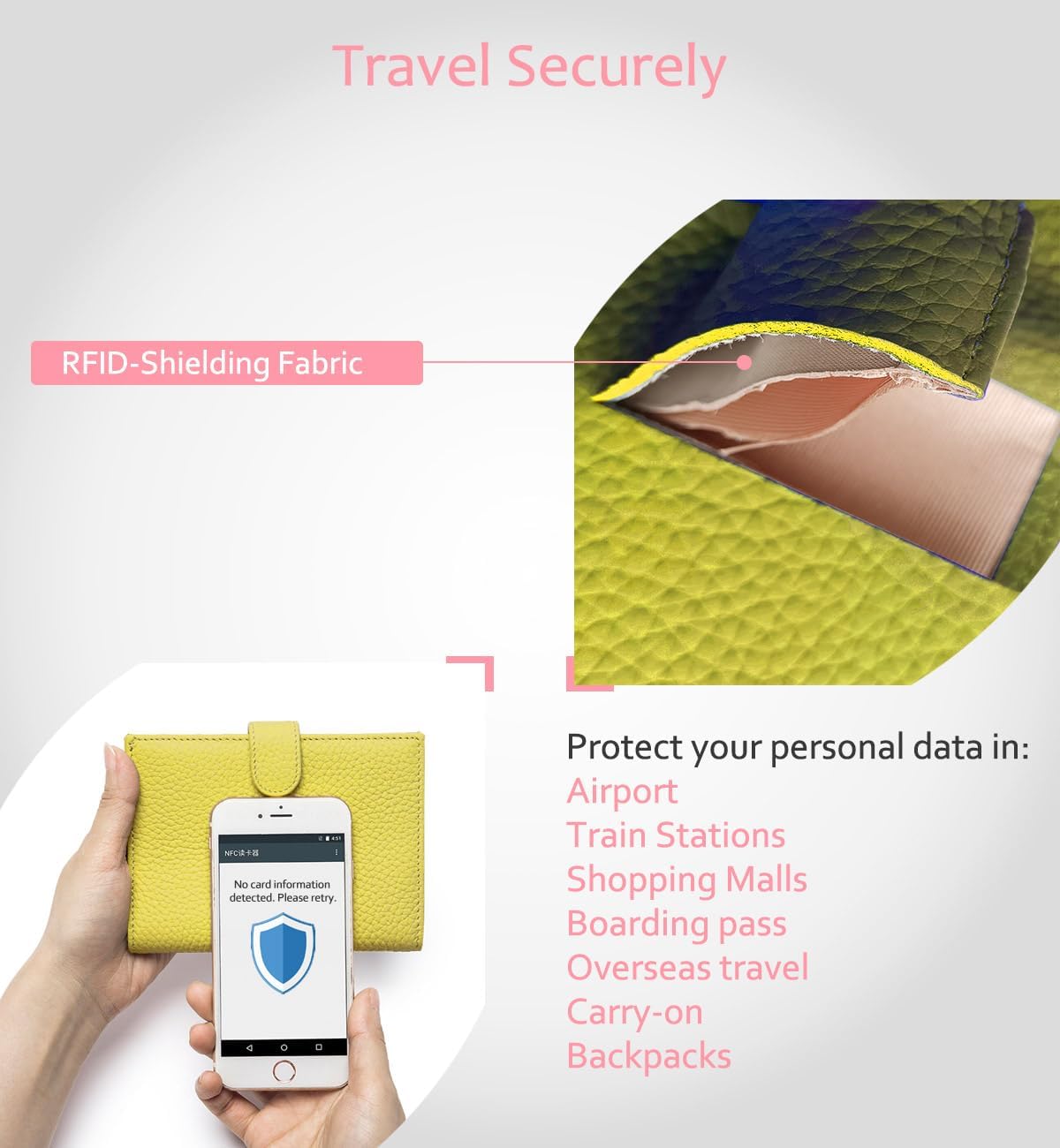 RFID Blocking Travel Wallet for Women, Leather Passport Holder image 3