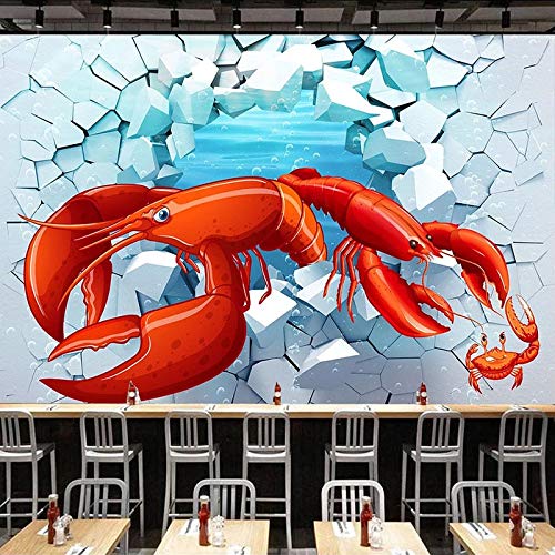Mural personalizado 3D estereoscópico pared rota pared de ladrillo cangrejos restaurante cocina telón de fondo cartel foto papel tapiz