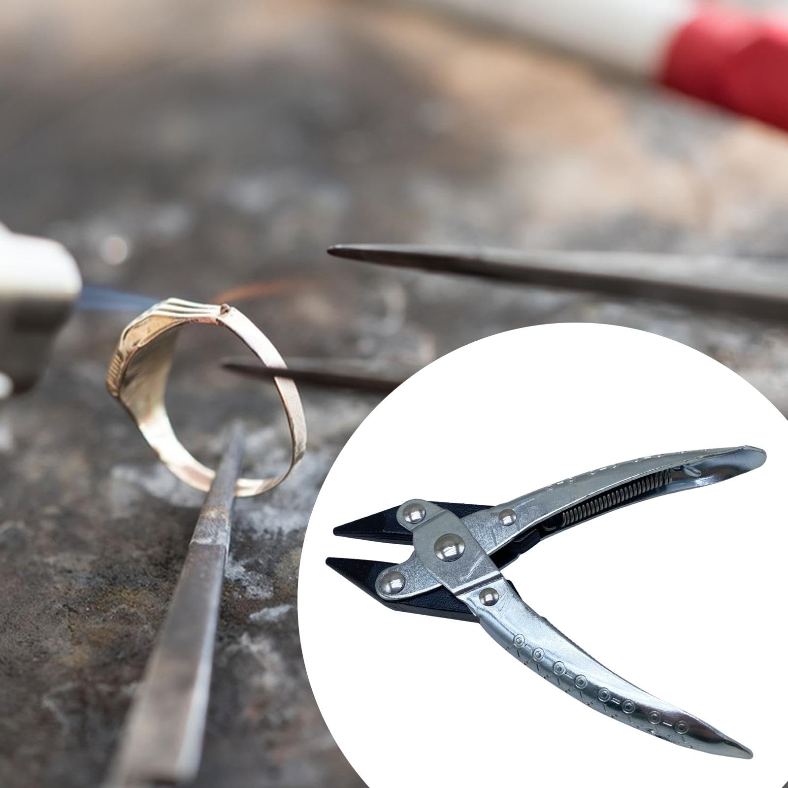 predolo Pinza para Joyería Acero Mandíbulas de Nylon para Trabajos de Precisión Manualidades de Bisutería y Ajuste de Collares Pulseras Anillos, boca afilada