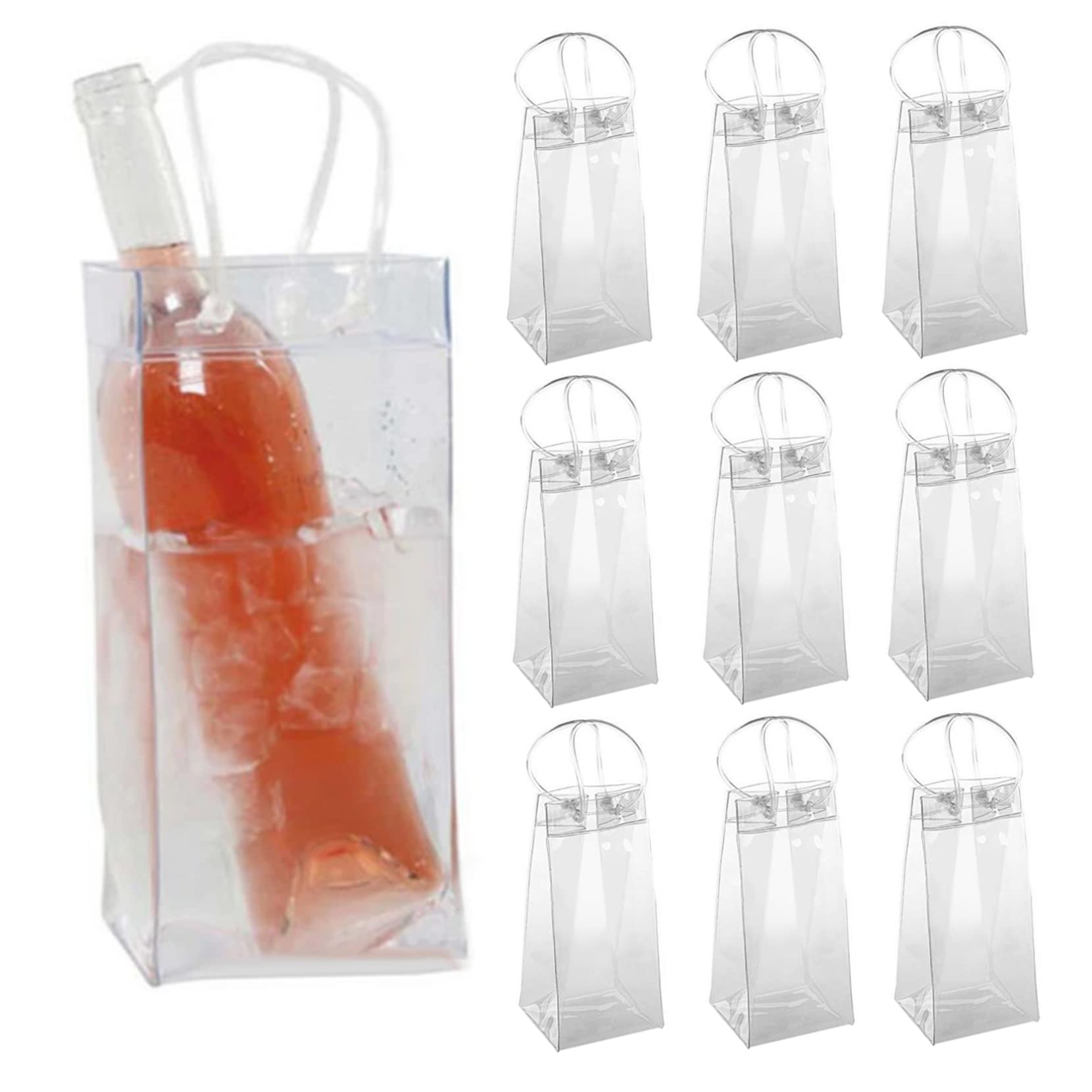 Bolsa enfriadora de vino y champán con hielo, pack de 10 bolsas de PVC para cerveza de fiesta