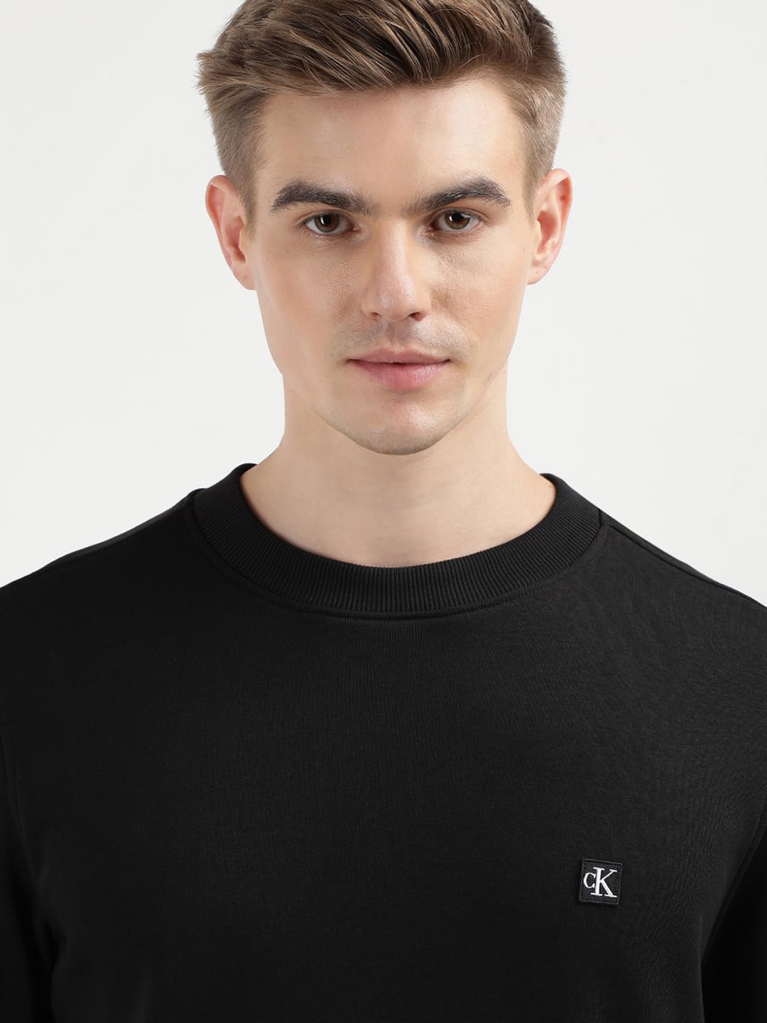 Calvin Klein Uomo Felpa Badge Crew Neck Regular Fit, Nero (CK Black), XXL