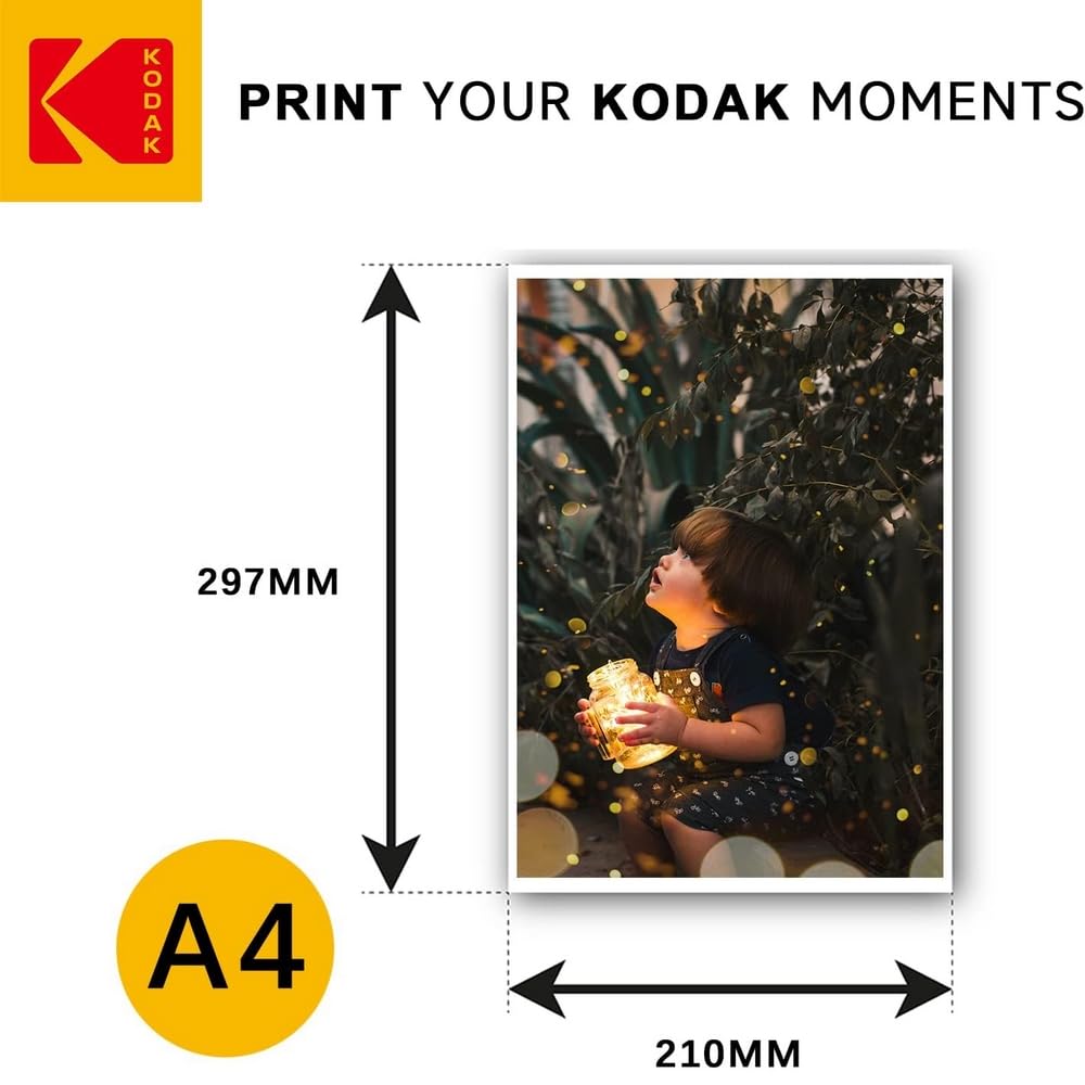 KODAK Picture Paper Papier Photo Brillant A4 180g/m² 50 Feuilles Jet d'Encre